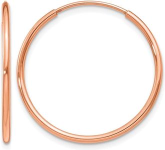 Diamond2Deal 14k Gold 1.20mm Round Hoop Earring 25 mm