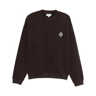 Lacoste Sweatshirts, male, Brown, Size: XL Logo Patch Crew Neck Sweatshirt