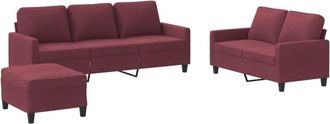 vidaXL Vidaxl - Juego De Sof&aacute;s Con Cojines 3 Piezas Tela Rojo Tinto