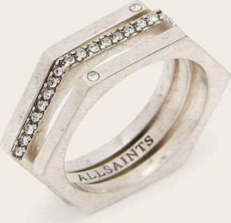 AllSaints Brass Bex Ring Set, Size: S