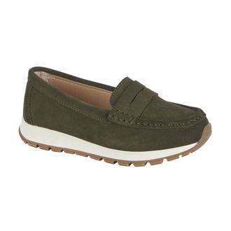 Jo & Joe Womens Genuine Suede Loafer Cushioned Chunky Sole Slip-On Shoes (Olive, UK Footwear Size System, Adult, Women, Numeric, Medium, 8)