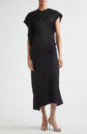 Victoria Beckham Victoria Dolman Sleeve Asymmetric Midi Dress in Black at Nordstrom, Size 12