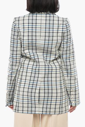 Off-white Blazer Loose Fit in Misto Cotone con Motivo a Quadri Off-White