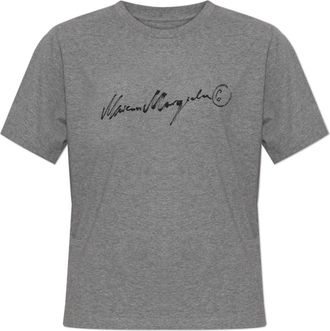 Maison Margiela T-shirt met opgedrukte logo - Dames - T-shirts - Grijs - S - Katoen - Tops