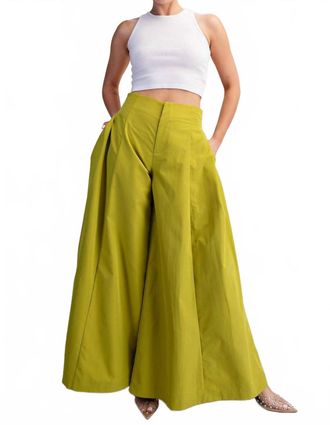 Glam Palooza A-Line High Waist Palazzo Pants In Chartreuse