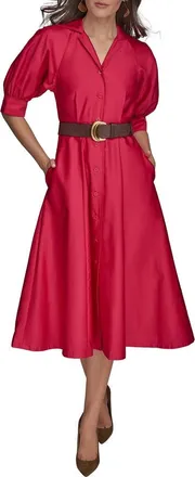 DKNY Cotton Sateen Midi Shirtdress in Audacious at Nordstrom, Size 4