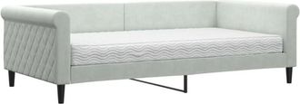 vidaXL Sof&aacute; Cama Con Colch&oacute;n Terciopelo Gris Claro 100x200 Cm Vidaxl