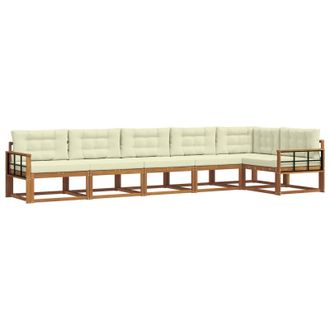 vidaXL Conjunto De Sof&aacute;s De Exterior Con Coj&iacute;n 6 Pcs Natural Y Crema Vidaxl