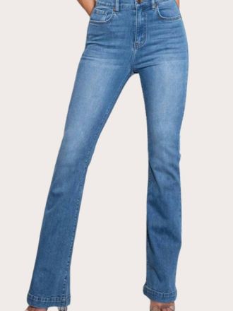 Vibrant M.i.U High-Rise Heart Back Bootcut Jeans In Medium Stone