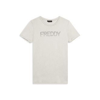 Freddy T-shirt donna con logo in strass bicolori