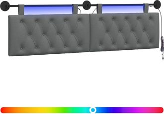 vidaXL Cabecero Colgante Con Luz Led Gris Oscuro Tela Vidaxl