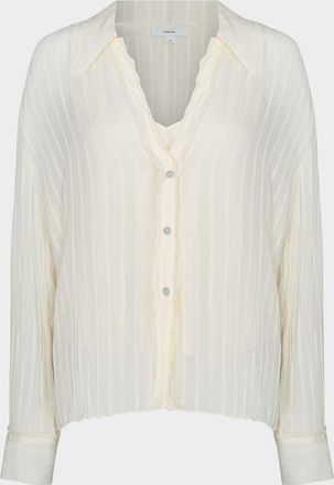 Vince Crushed Stripe Long-Sleeve Blouse