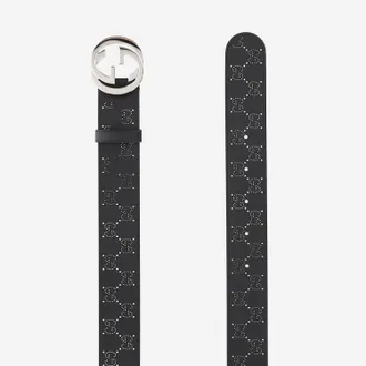 Gucci Mens Leather Belt Double G Buckle Black
