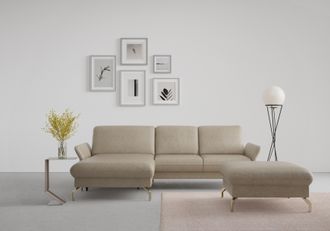 Sit&more Ecksofa »Fashion L-Form« wahlweise mit Kopfteilverstellung, Vorziehsitz, motorisch, Nickelfüsse
