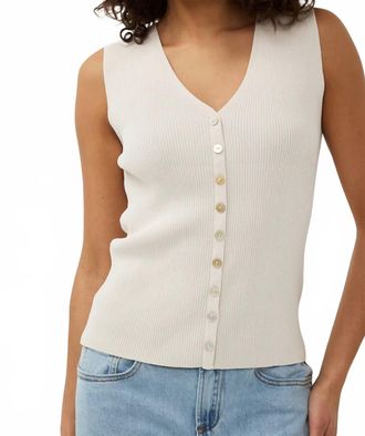 Esqualo Womens Sleeveless V Neck Top In Cream