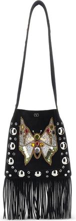 Valentino Garavani Eyelet-embelishment Fringed-hem Shoulder Bag