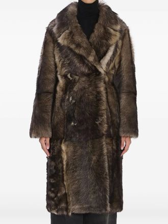 Yves Salomon double-breasted lamb fur coat - women - Lamb Fur/Calf Leather - 36 - Grey