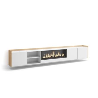 Skraut Home Skraut Home - Mueble Tv, Televisi&oacute;n, Muebles De Sal&oacute;n, Almacenaje, 315x35x50cm, Para Tv Hasta 80, Chimenea El&eacute;ctrica Xxl, Colgado, Suspendido, Estilo 