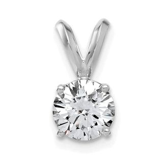 Diamond2Deal 14k White Gold 1ct. 6.5mm Round Moissanite Solitaire Pendant