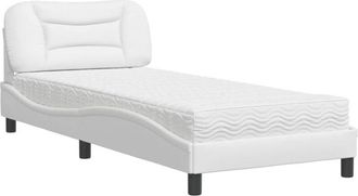 vidaXL Cama Con Colch&oacute;n Cuero Sint&eacute;tico Blanco 80x200 Cm Vidaxl