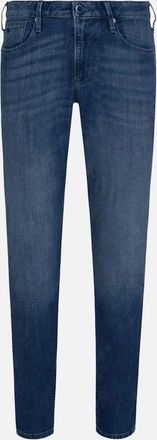 Emporio Armani Mens J06 Slim Fit Washed Denim Jeans - Blue