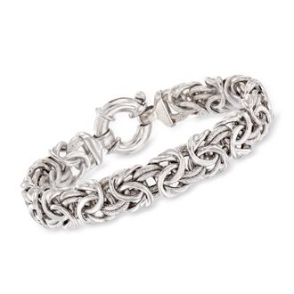 Ross-Simons Italian Sterling Silver Textured and Polished Byzantine Bracelet
