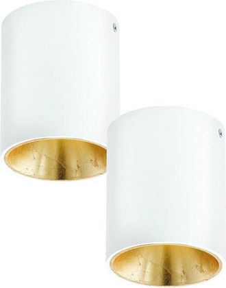 Loops 2 PACK Wall / Ceiling Light White & Gold Round Downlight 3.3W Built in LED