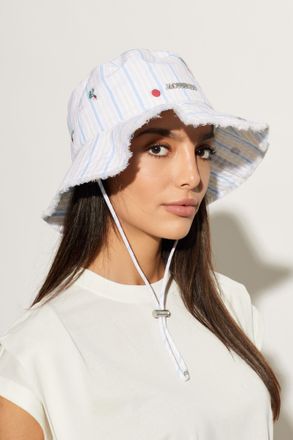 Jacquemus Striped Pattern Hat, Unisex, White