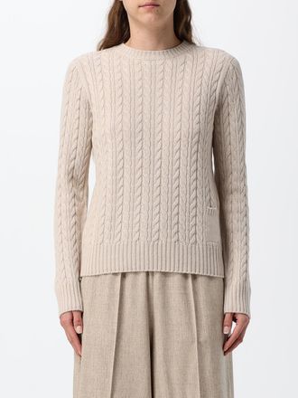 Agnona Maglia girocollo in puro cashmere con maniche lunghe e bordi a costine