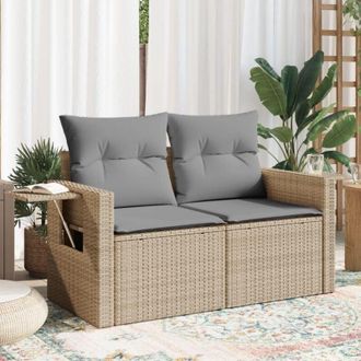 vidaXL Divano da Giardino con Cuscini a 2 Posti Beige in Polyrattan - Vidaxl