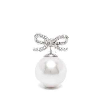 Self Portrait Crystal-embellished Bow Pearl Earrings