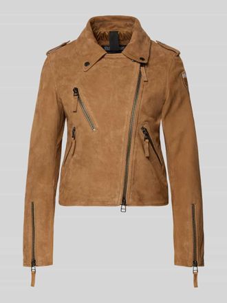 Blauer Regular Fit Lederjacke mit Umlegekragen Modell Cherry in Beige, Gr&ouml;&szlig;e XL