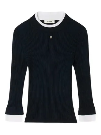 Sandro long-sleeve ribbed T-shirt - Blue