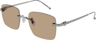 Cartier Ct 0403S 005 Zonnebril - Heren - Zonnebrillen - Grijs - 52 MM - Accessoires