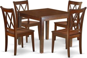 East West Furniture Dining Room Set Mahogany, OXCL5-MAH-W