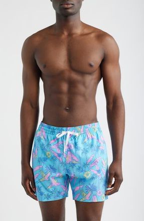 Chubbies The Flock Parties 5.5-Inch Swim Trunks in Turquoise/Aqua at Nordstrom, Size Xx-Large