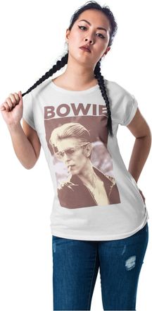 Mister Tee Damen Ladies David Bowie T-Shirts, White, XS