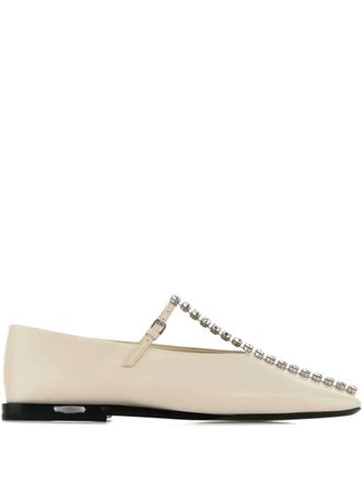 Jil Sander crystal-embellished leather ballerinas - Toni neutri