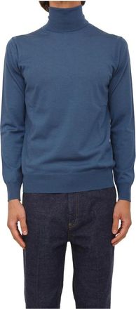 Paolo Pecora Maglia Lupetto - Heren - Coltruien - Blauw - 3XL - Wol - Truien & Vesten