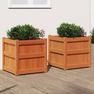 Berkfield Home Garden Planters 2 pcs Wax Brown Solid Wood Pine