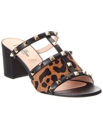 Valentino Rockstud 60 Haircalf & Leather Sandal