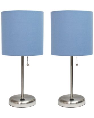 Lalia Home Stick Lamp With Usb Charging Port And Fabric Shade 2Pk Set