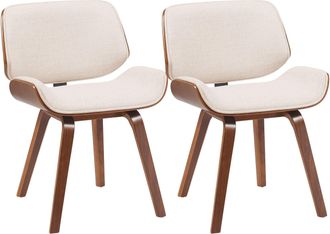 Clp Sillas De Comedor, Set De 2, Beverley, Tapizado De Tela Nogal/crema