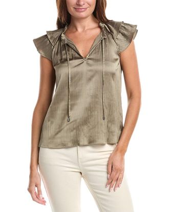 DKNY Dkny Ruffle Neck Tie Top