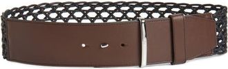 Max Mara Woved Mixed Media Belt in Brown/Black at Nordstrom, Size Medium