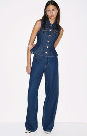 H&M Wide Ultra High Jeans in Dark Denim Blue at Nordstrom, Size 12
