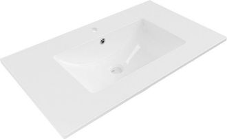 Desconocido lavabo de encastrar cerámico 81x46,5x17,5 cm, Blanco