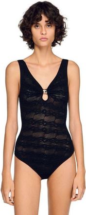 Sandro Jewellery detail knit leotard in Black at Nordstrom, Size X-Small