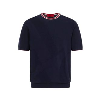 Carolina Herrera Textured knit t-shirt - male - Carolina Herrera - Round-neck Knitwear - Blue - L - Knitwear