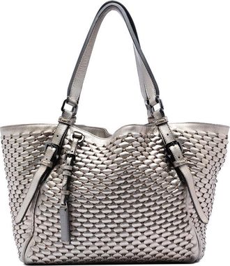 Burberry Pre-owned Burberry Metallic Woven Leather Tote Ladies F9LLP8JJGDJOSLUR